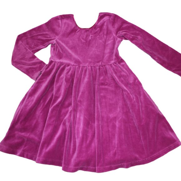 Hanna Andersson Other - Hanna Andersson Fuchsia Velour L/S Twirl Skater Dress Girls Size EU 120 US 6 7